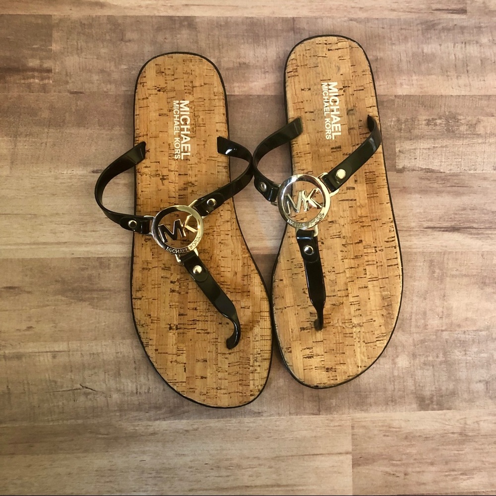 Michael Kors black sandal with silver logo